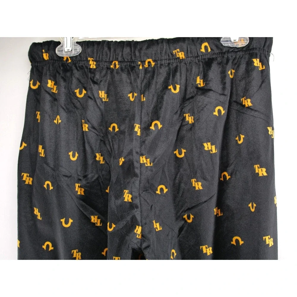 TRUE RELIGION Men's L LOUNGEWEAR FLEECE PANTS ALLOVER‎ HORSESHOE PRINT LOGO
